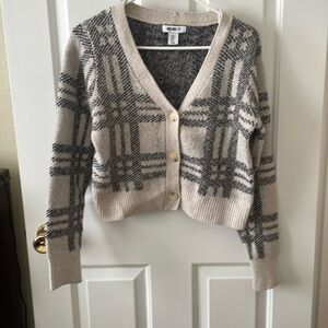 Cardigan sweater. William Rast. Tan and black. Medium. Cropped. Nice condition.